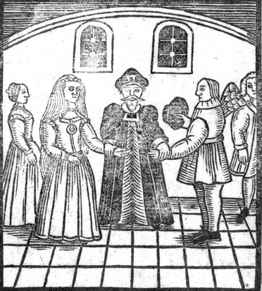 A-Marriage-Ceremony-an-illustration-from-‘A-Book-of-Roxburghe-Ballads.-Private-CollectionBridgeman-Images